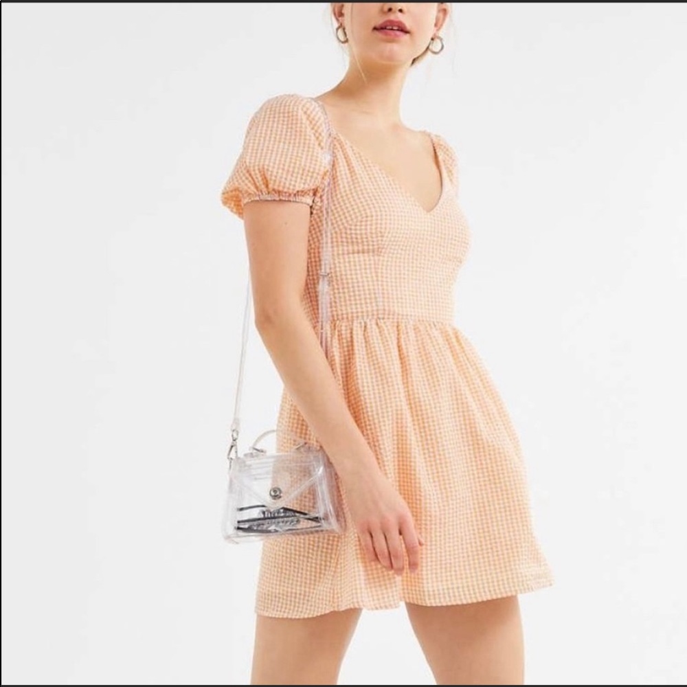 Urban outfitters Small orange and white gingham babydoll dress new with tags